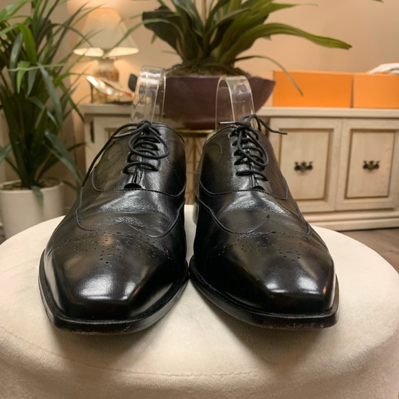 DUCA Black Leather Dress Shoes Size 44/ US 10 - Picture 3 of 15